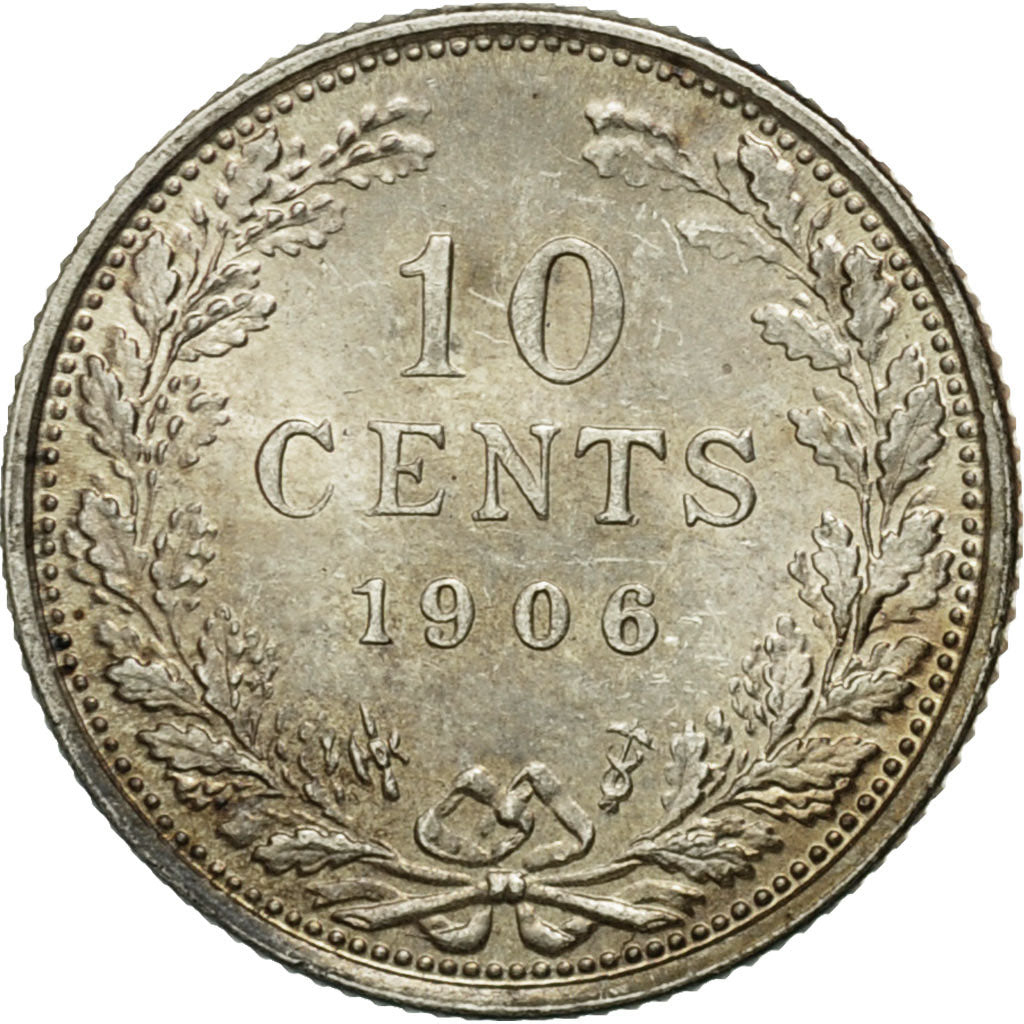 Coin, Netherlands, Wilhelmina I, 10 Cents, 1906, EF(40-45), Silver, KM:136