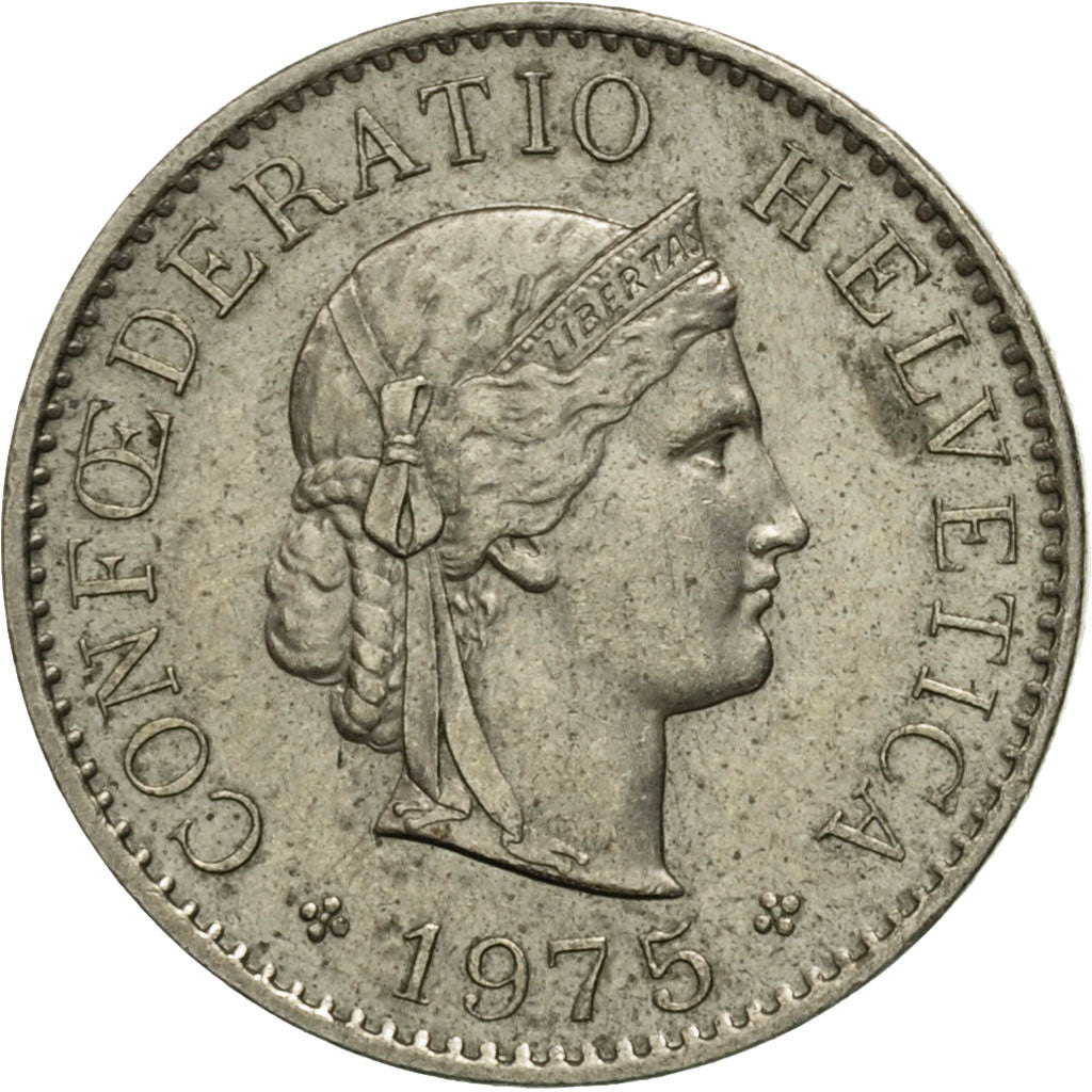 Münze, Schweiz, 5 Rappen, 1975, Bern, SS, Copper-nickel, KM:26