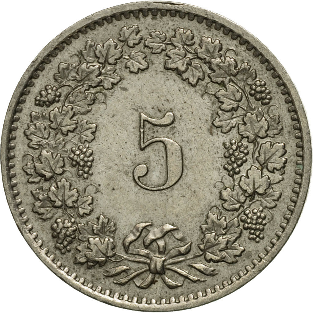 Münze, Schweiz, 5 Rappen, 1975, Bern, SS, Copper-nickel, KM:26