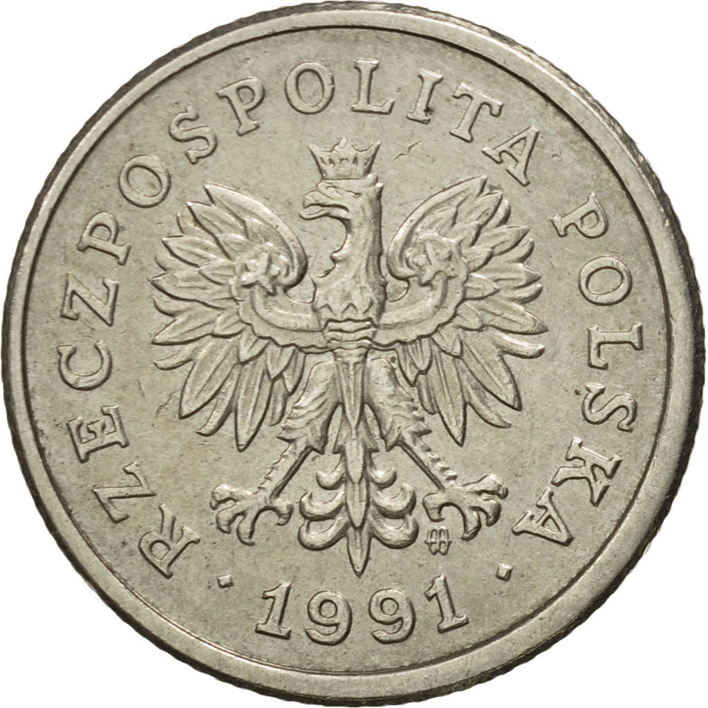 Coin, Poland, 20 Groszy, 1991, Warsaw, MS(63), Copper-nickel, KM:280