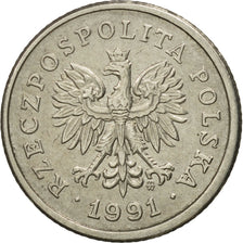 Coin, Poland, 20 Groszy, 1991, Warsaw, MS(63), Copper-nickel, KM:280