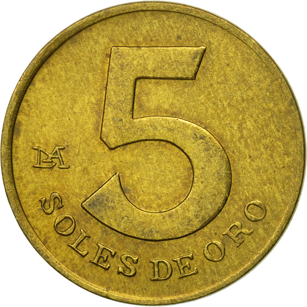 Coin, Peru, 5 Soles, 1978, EF(40-45), Brass, KM:271