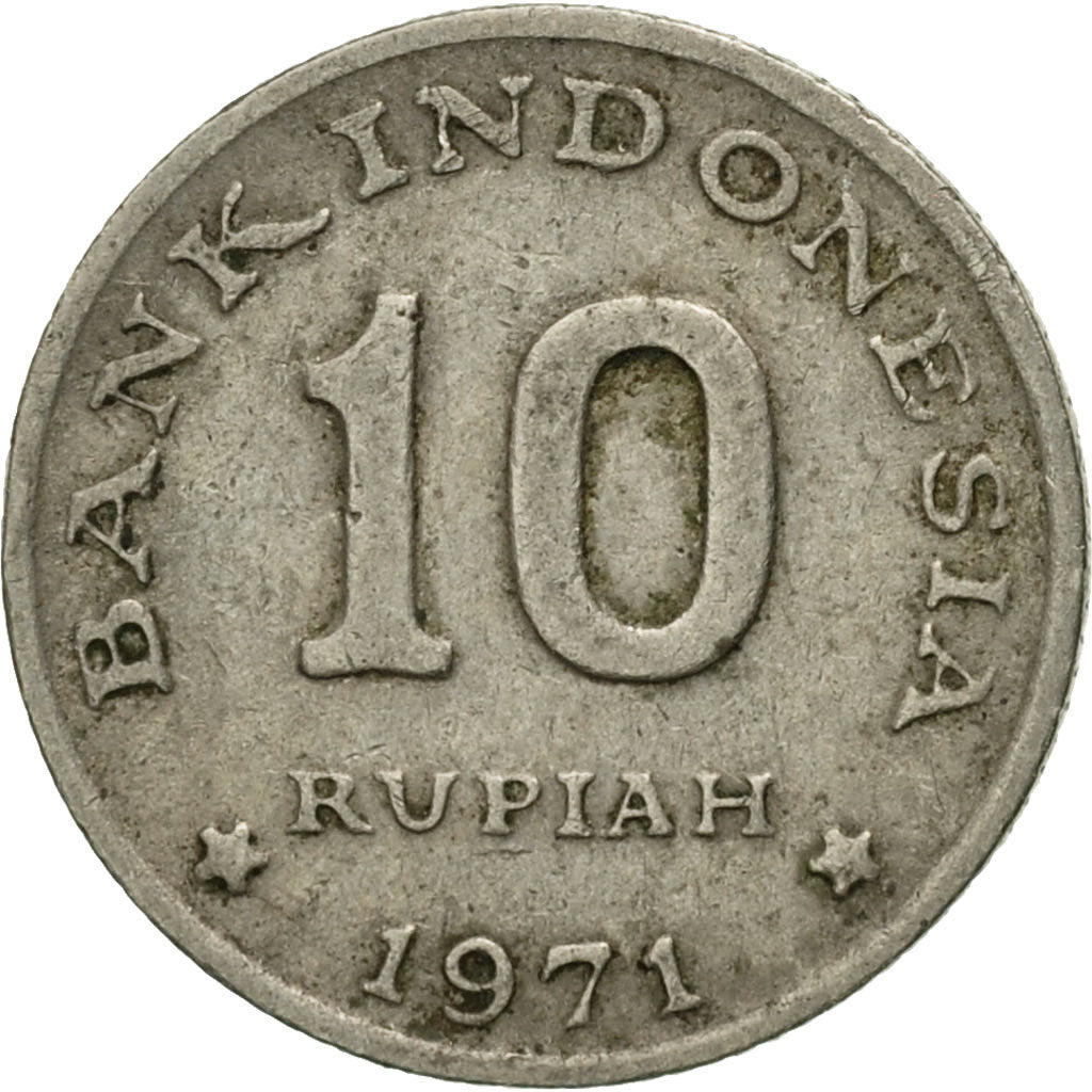 Munten, Indonesië, 10 Rupiah, 1971, ZF, Copper-nickel, KM:33
