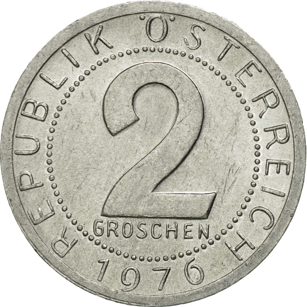 Moneta, Austria, 2 Groschen, 1976, MS(63), Aluminium, KM:2876