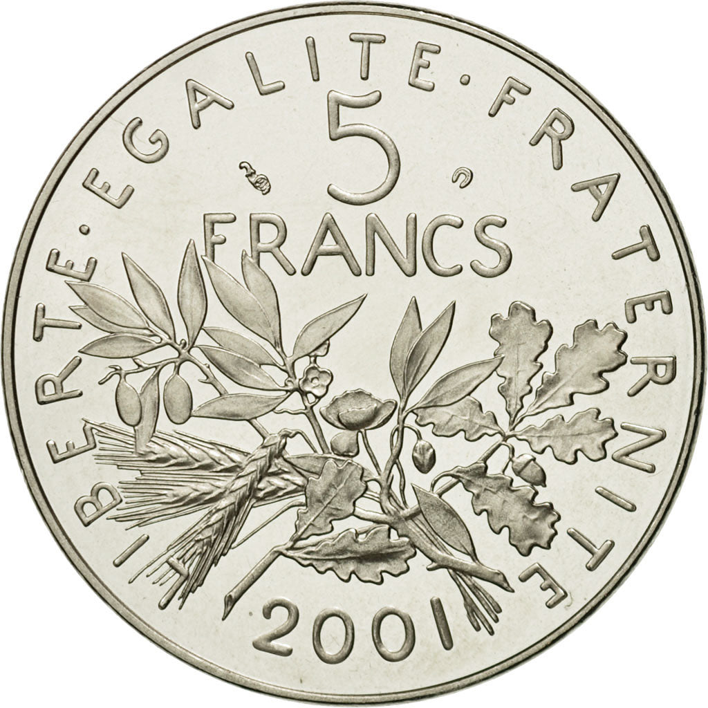 Moneda, Francia, Semeuse, 5 Francs, 2001, Paris, FDC, Níquel recubierto de