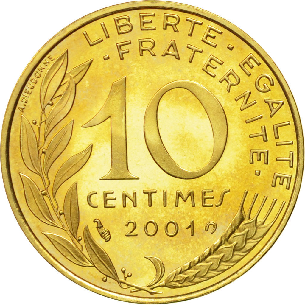 Coin, France, Marianne, 10 Centimes, 2001, Paris, MS(65-70), Aluminum-Bronze