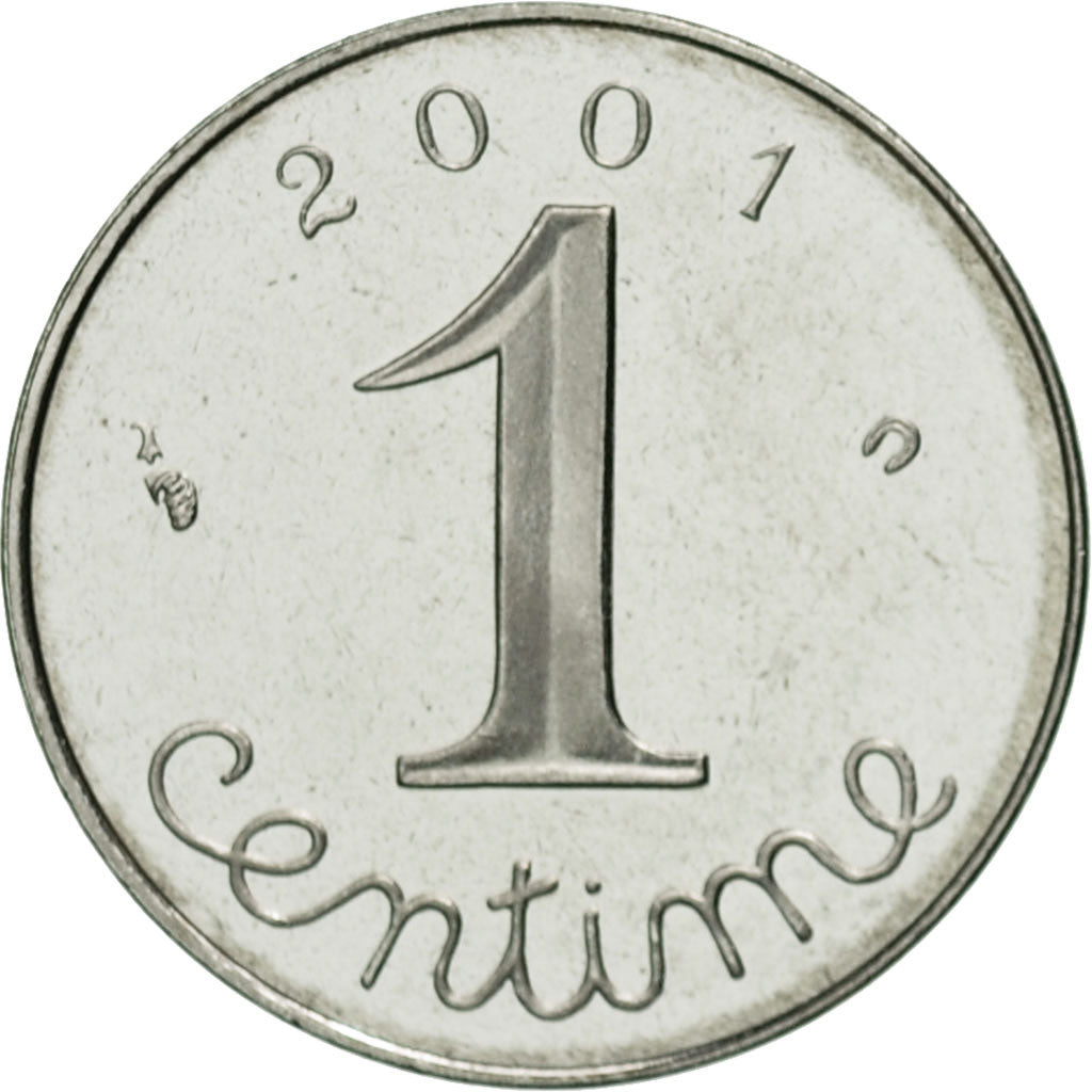 Moneta, Francja, Épi, Centime, 2001, Paris, MS(65-70), Stal nierdzewna, KM:928