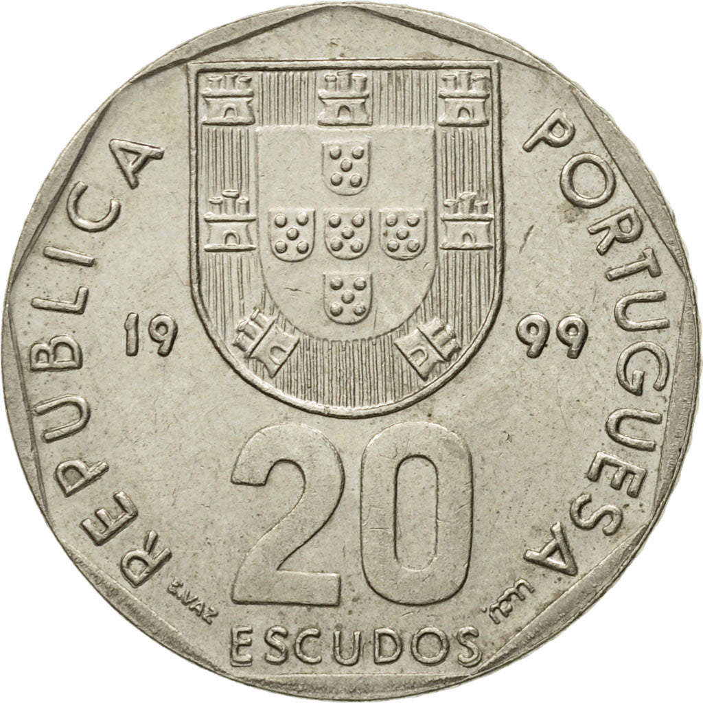 Münze, Portugal, 20 Escudos, 1999, SS, Copper-nickel, KM:634.2