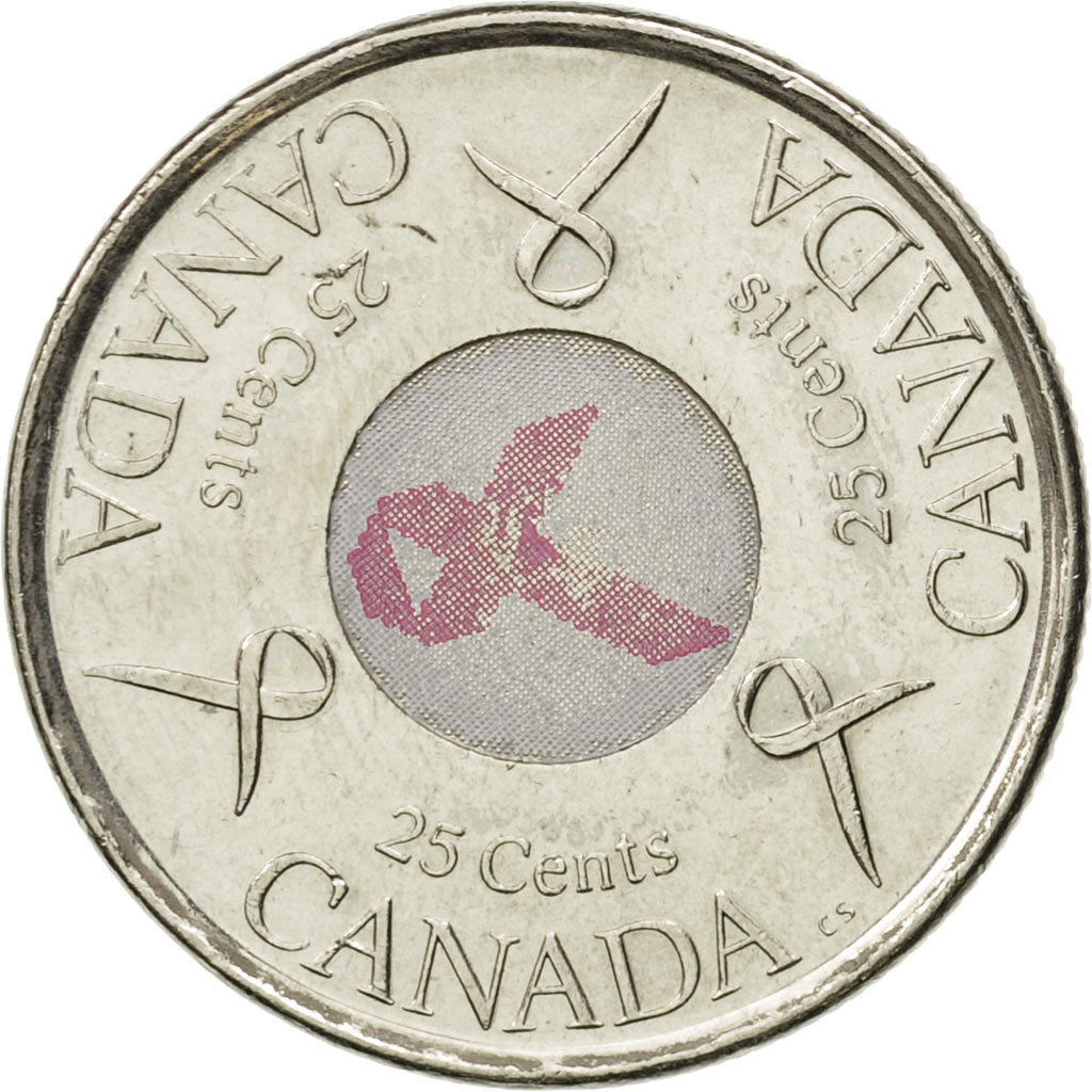 Monnaie, Canada, Elizabeth II, breast cancer, 25 Cents, 2006, Royal Canadian