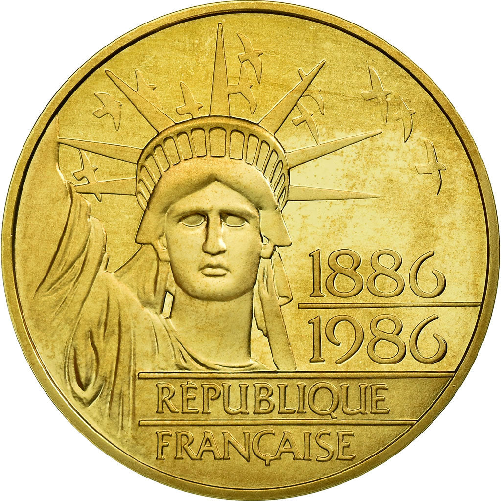 Coin, France, Statue de la Liberté, 100 Francs, 1986, MS(65-70), Gold, KM:960b