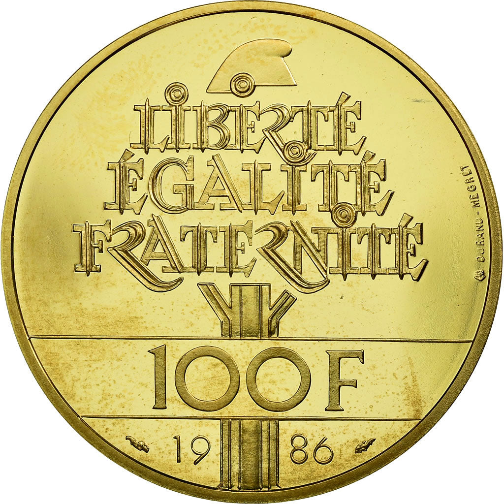 Coin, France, Statue de la Liberté, 100 Francs, 1986, MS(65-70), Gold, KM:960b
