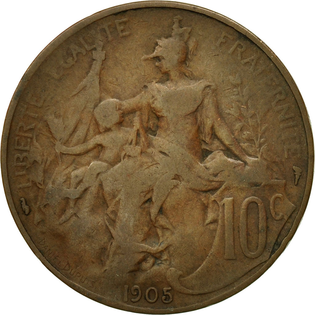 Moneda, Francia, Dupuis, 10 Centimes, 1905, Paris, BC+, Bronce, KM:843