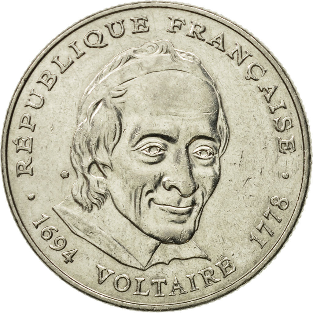 Munten, Frankrijk, Voltaire, 5 Francs, 1994, Paris, FR, Nickel, KM:1063