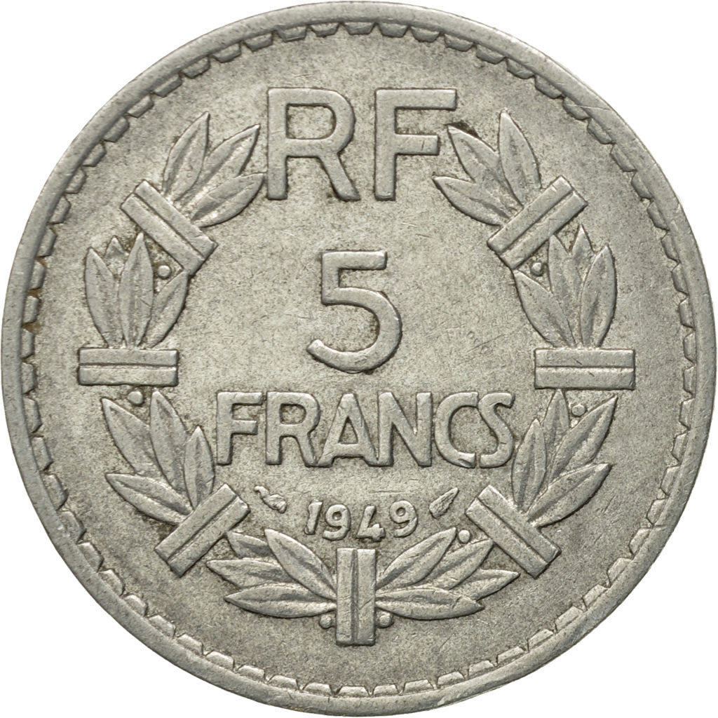 Moneda, Francia, Voltaire, 5 Francs, 1949, Paris, BC+, Níquel, KM:1063