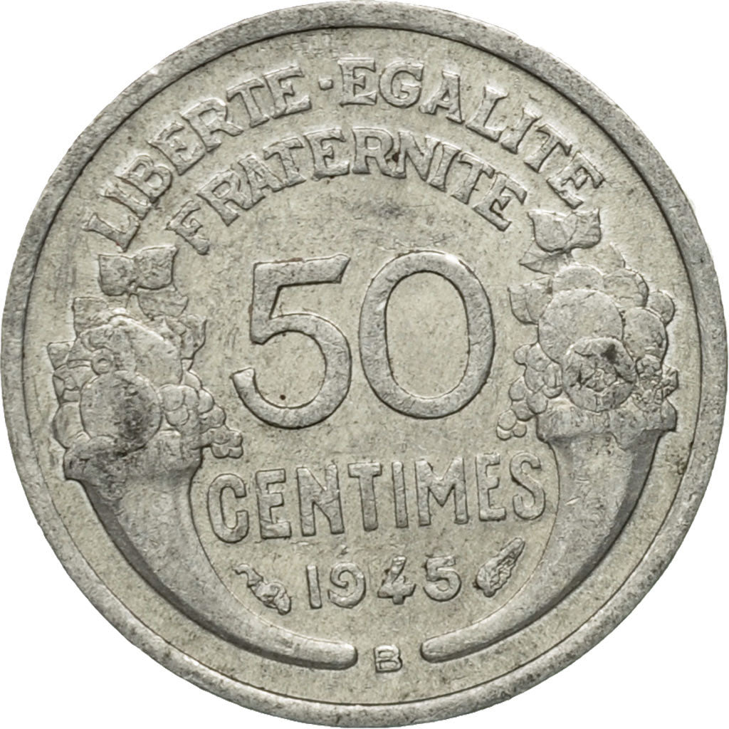 Coin, France, Morlon, 50 Centimes, 1945, Paris, EF(40-45), Aluminum, KM:894.1a