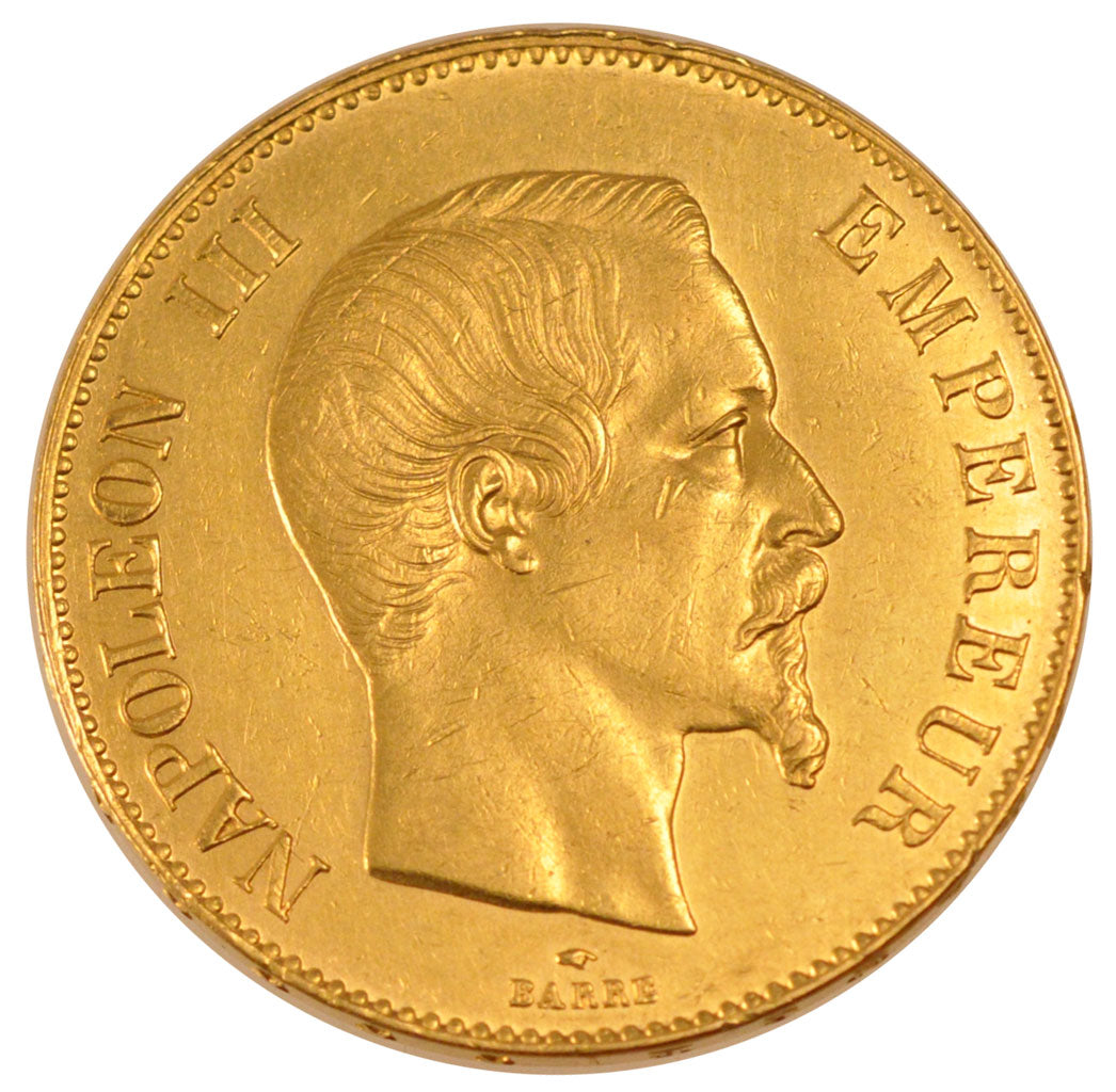 FRANCE, Napoléon III, 100 Francs, 1858, Paris, KM #786.1, AU(50-53), Gold, G...