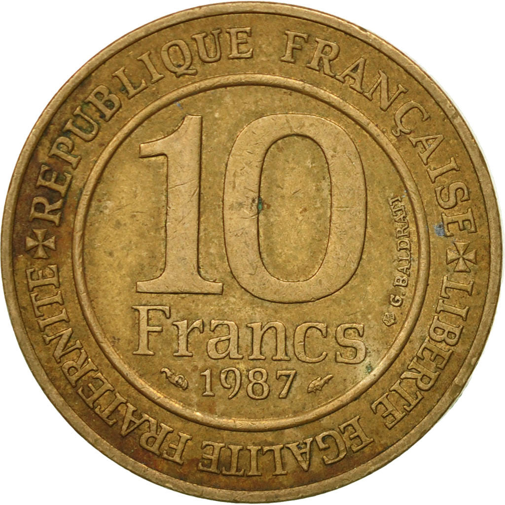 Coin, France, 10 Francs, 1987, VF(20-25), Nickel-Bronze, KM:961d, Gadoury:820