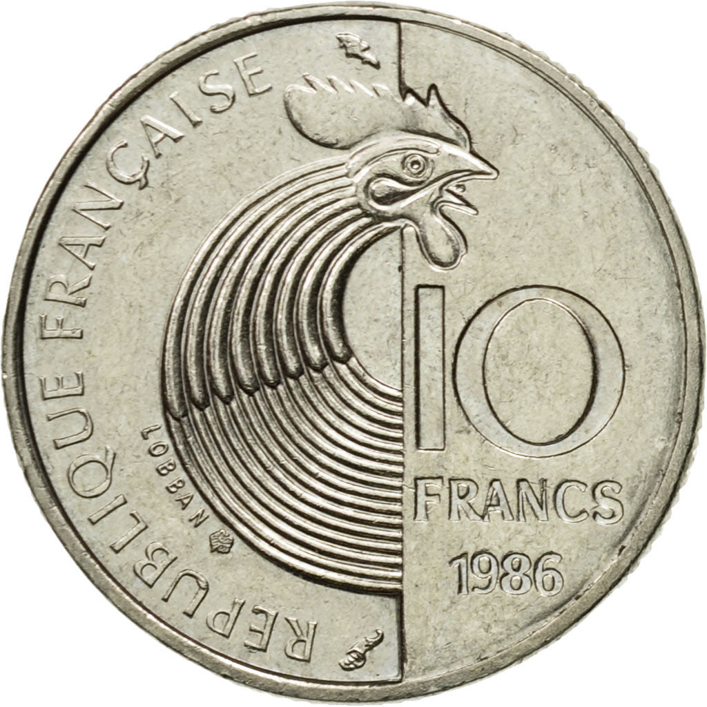 Moneta, Francia, Schumann, 10 Francs, 1986, BB, Nichel, KM:958
