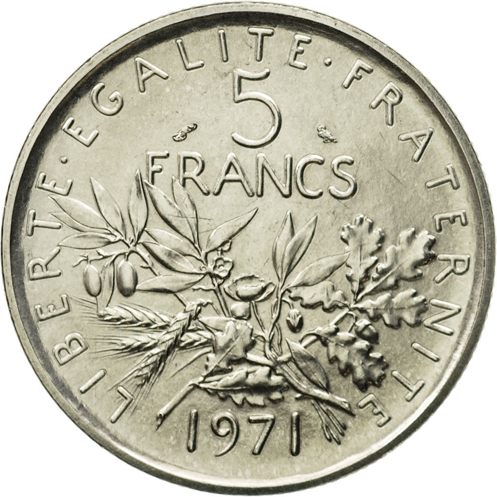 Coin, France, Semeuse, 5 Francs, 1971, Paris, MS(63), Nickel Clad Copper-Nickel