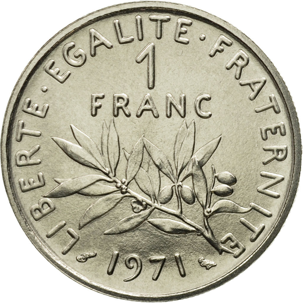Coin, France, Semeuse, Franc, 1971, Paris, MS(63), Nickel, KM:925.1, Gadoury:474
