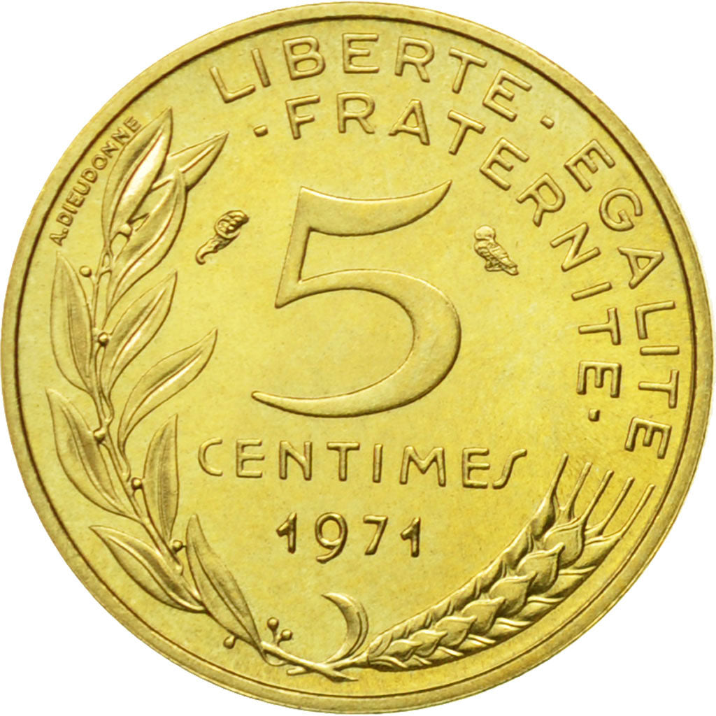 Coin, France, Marianne, 5 Centimes, 1971, Paris, MS(63), Aluminum-Bronze