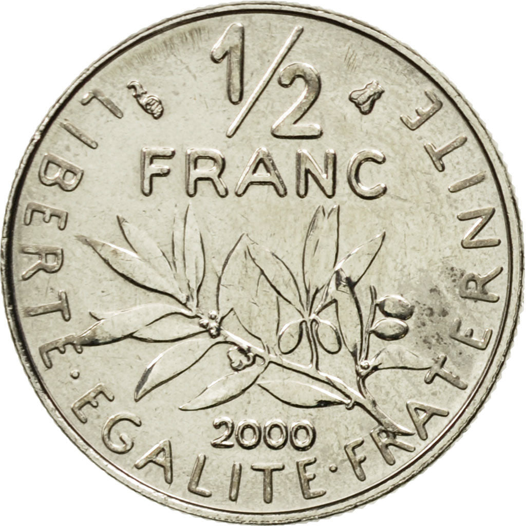 Coin, France, Semeuse, 1/2 Franc, 2000, Paris, MS(63), Nickel, KM:931.2