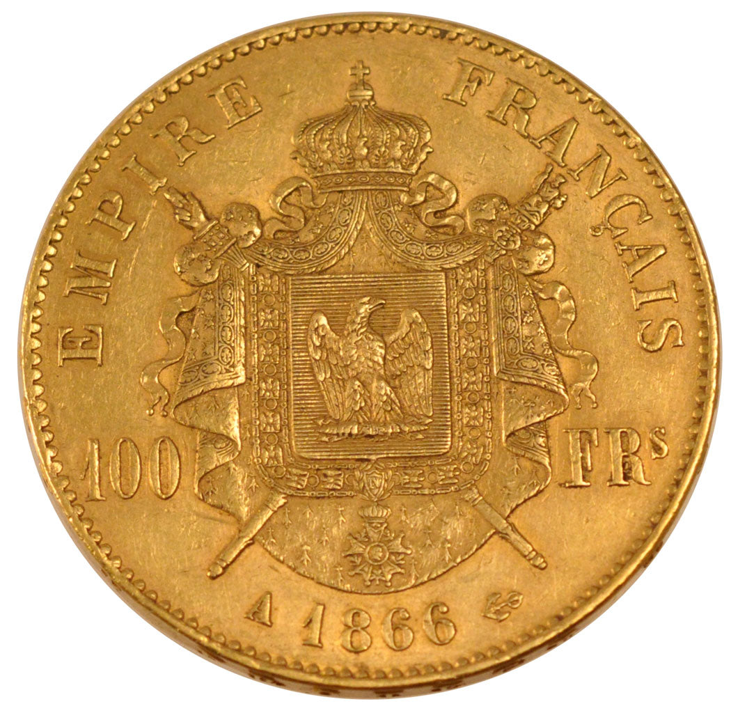 FRANCE, Napoléon III, 100 Francs, 1866, Paris, KM #802.1, AU(50-53), Gold, G...