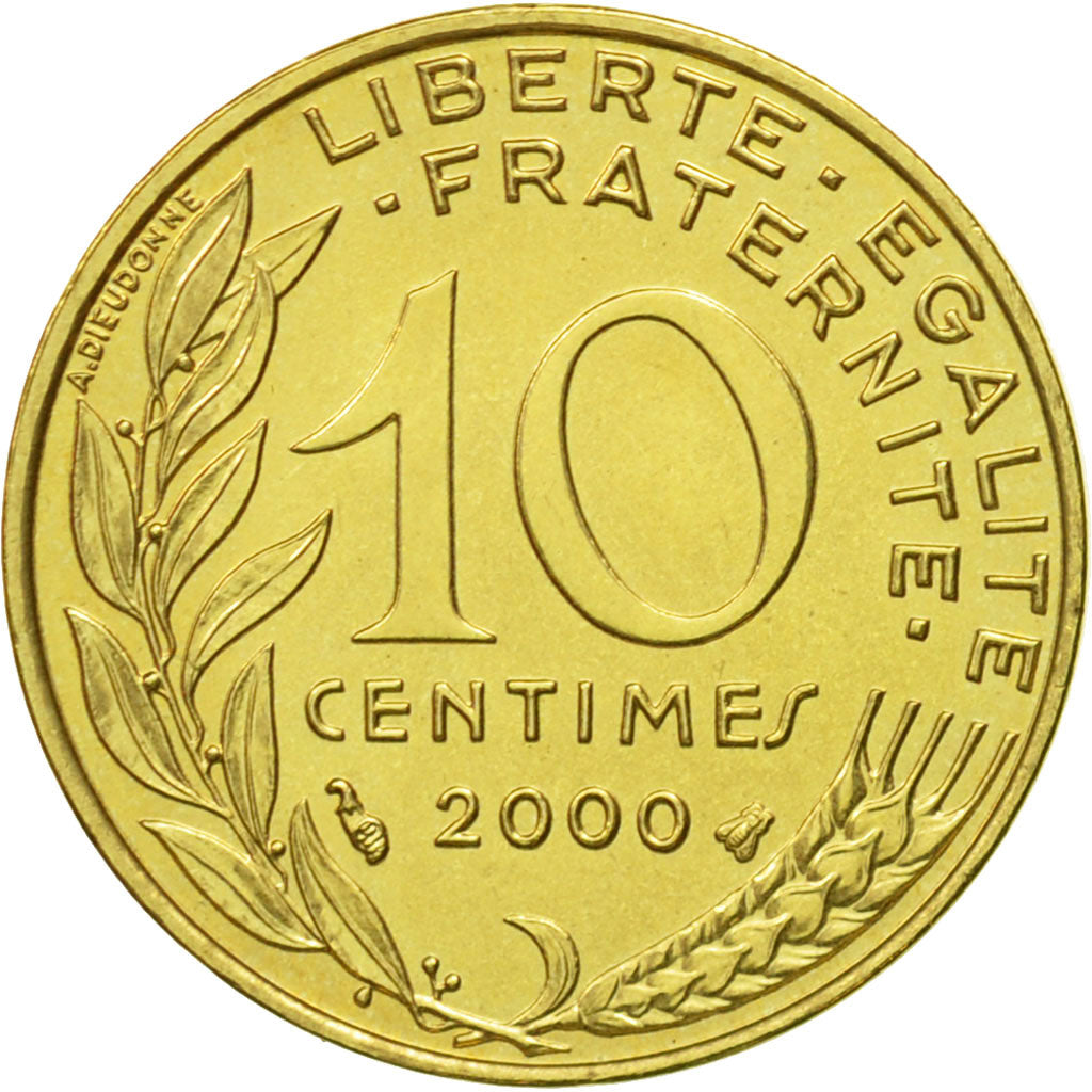 Coin, France, Marianne, 10 Centimes, 2000, Paris, MS(63), Aluminum-Bronze