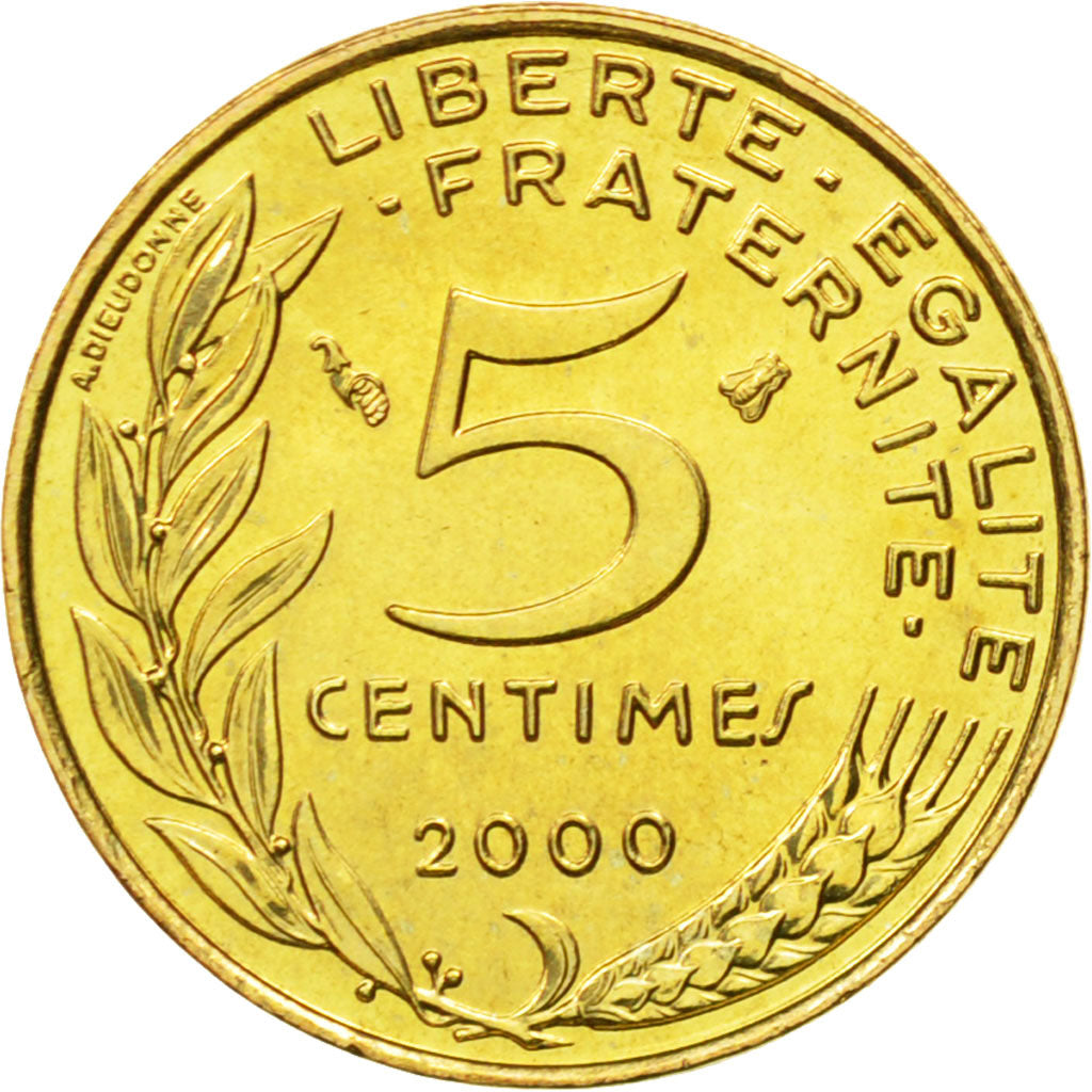 Coin, France, Marianne, 5 Centimes, 2000, Paris, MS(63), Aluminum-Bronze
