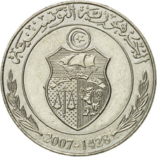 Coin, Tunisia, Dinar, 2007, EF(40-45), Copper-nickel, KM:347