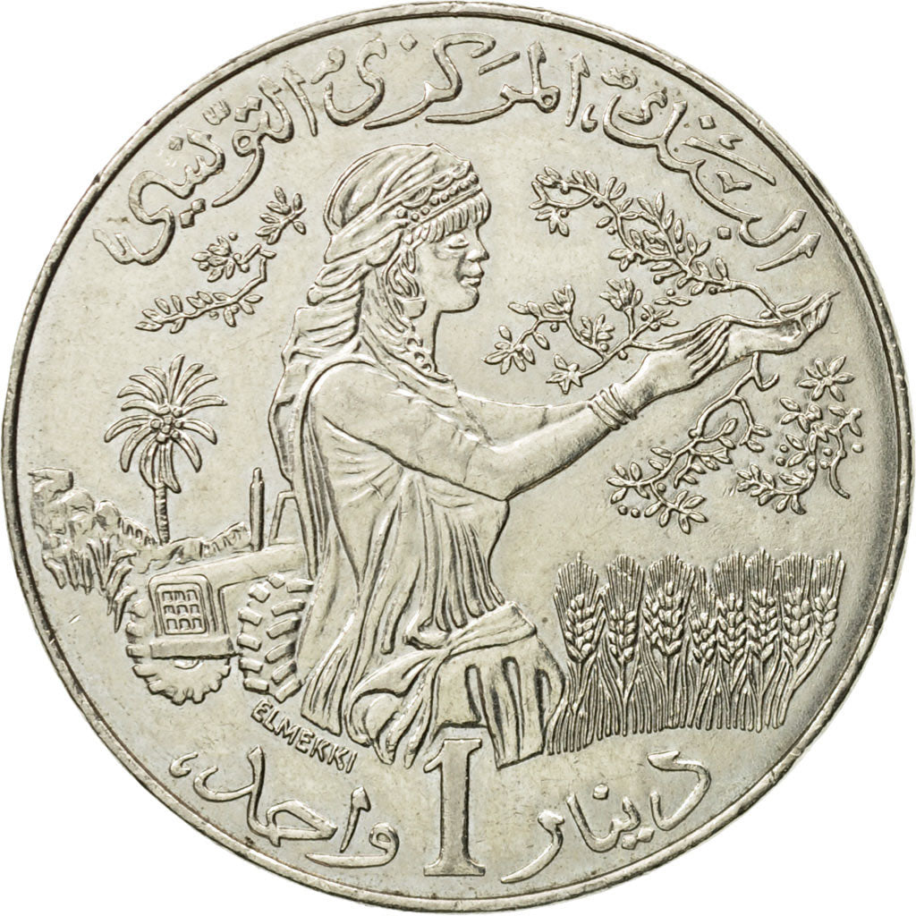 Coin, Tunisia, Dinar, 2007, EF(40-45), Copper-nickel, KM:347