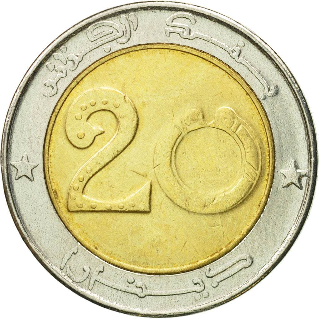 Coin, Algeria, 20 Dinars, 2007, Algiers, AU(50-53), Bi-Metallic, KM:125