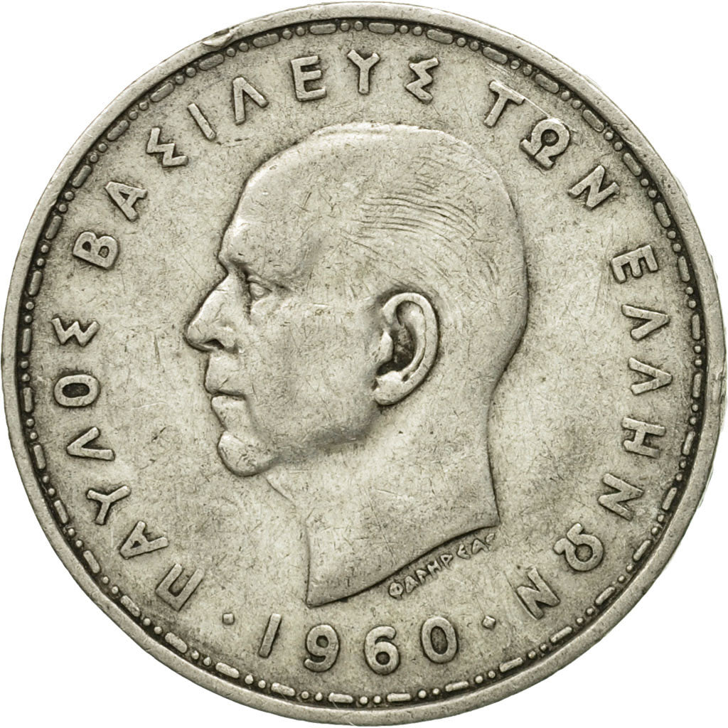 Coin, Greece, Paul I, 20 Drachmai, 1960, EF(40-45), Silver, KM:85