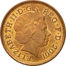 Coin, Great Britain, Elizabeth II, 2 Pence, 2001, AU(50-53), Copper Plated