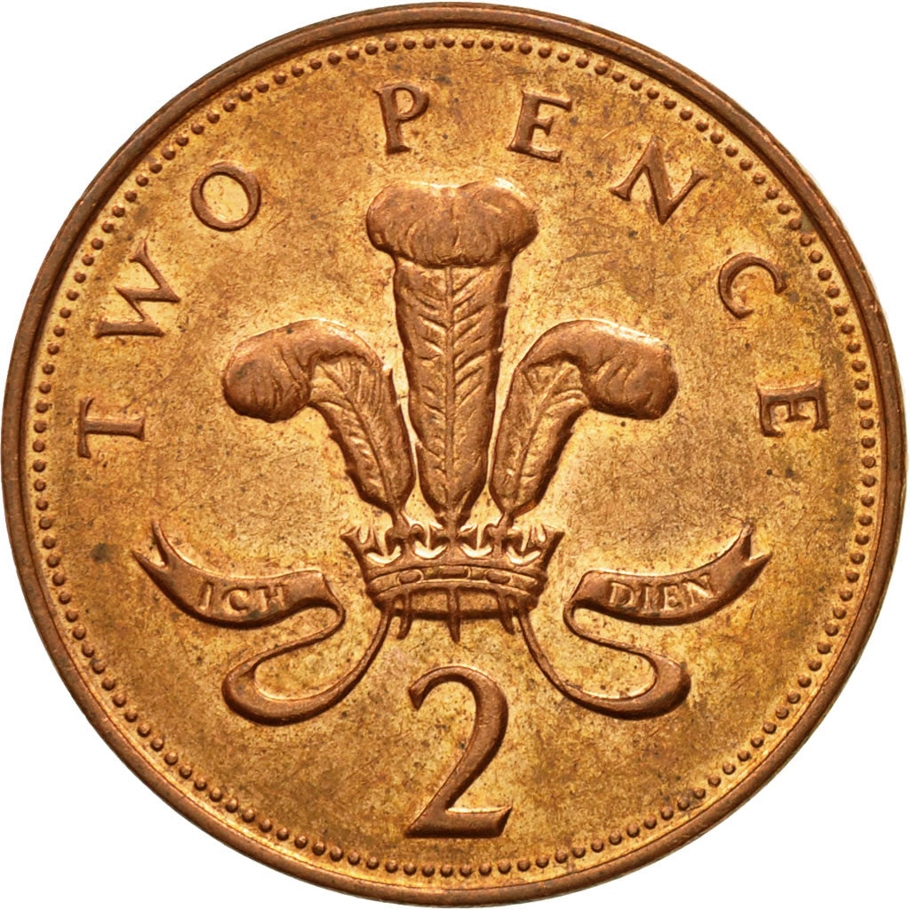 Coin, Great Britain, Elizabeth II, 2 Pence, 2001, AU(50-53), Copper Plated
