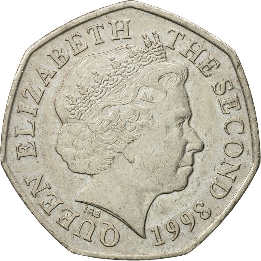 Moneta, Jersey, Elizabeth II, 50 Pence, 1998, BB, Rame-nichel, KM:108
