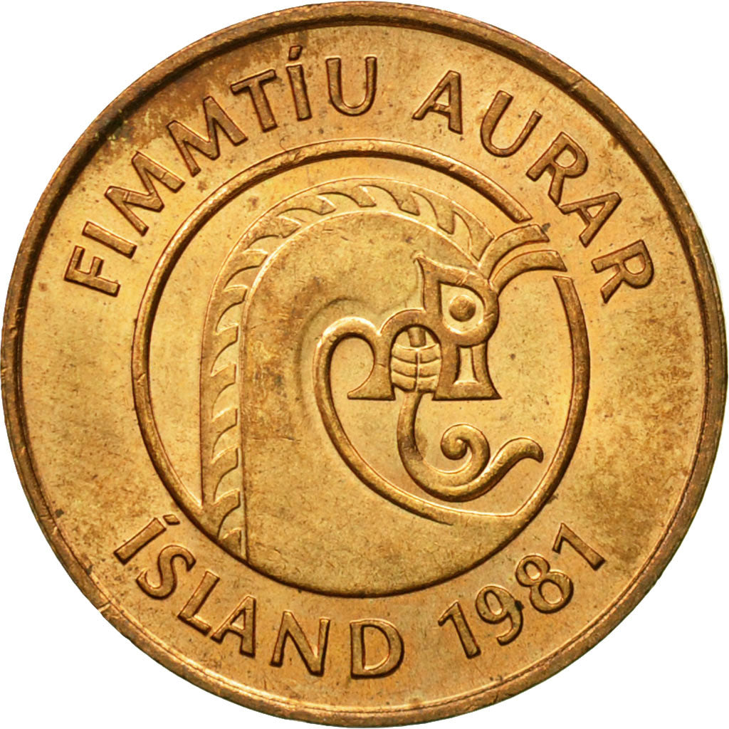 Coin, Iceland, 50 Aurar, 1981, AU(50-53), Bronze, KM:26