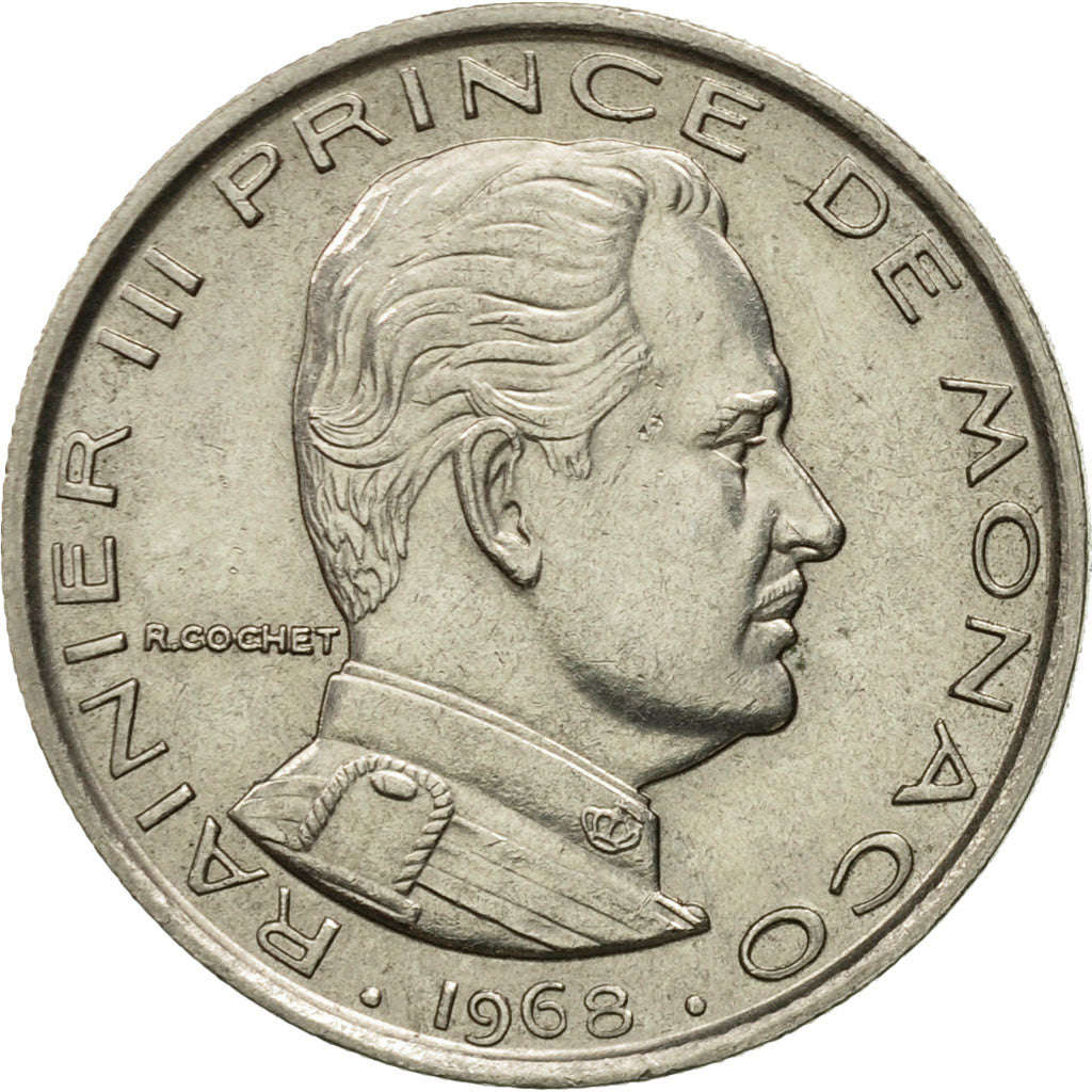 Coin, Monaco, Rainier III, Franc, 1968, AU(55-58), Nickel, KM:140