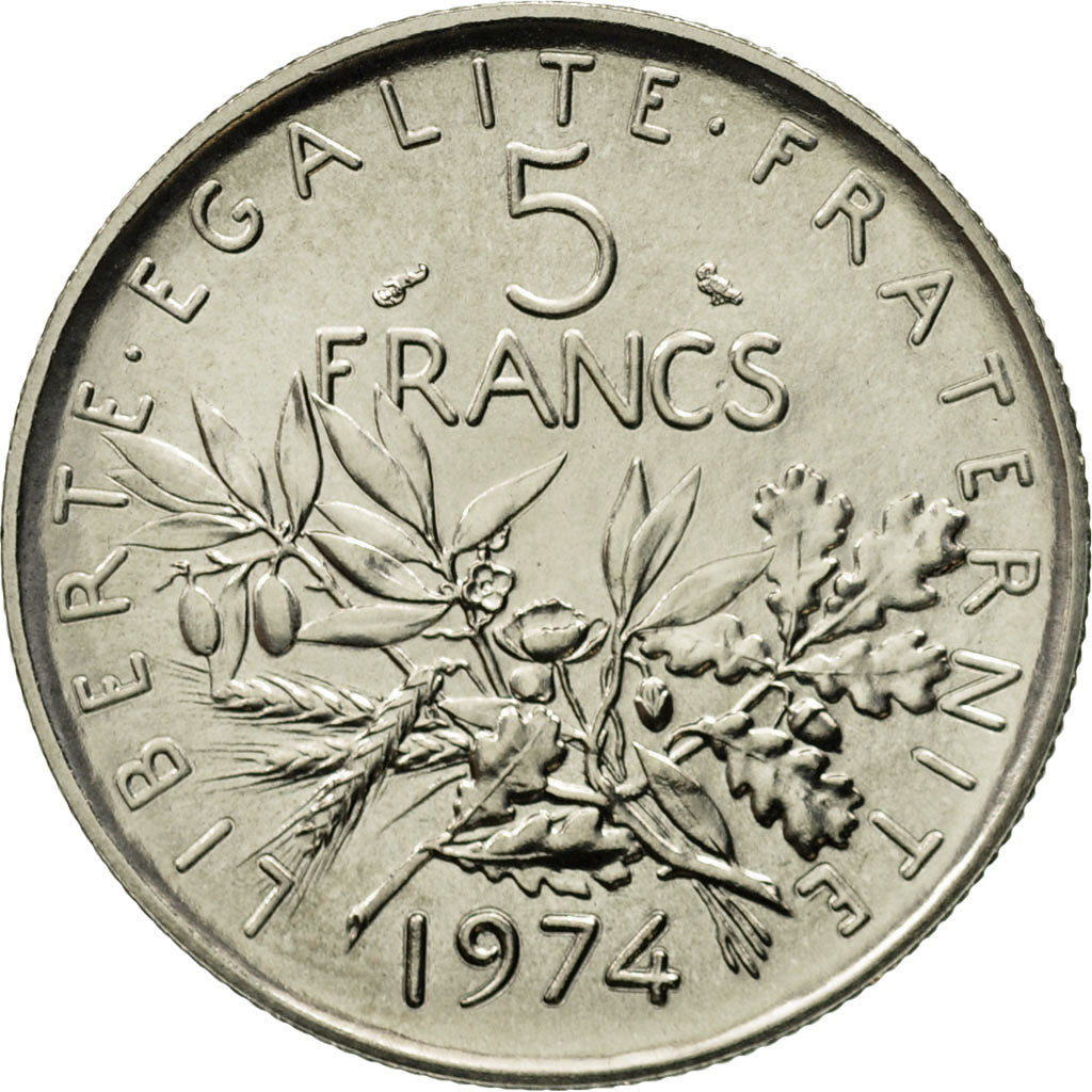 Coin, France, Semeuse, 5 Francs, 1974, Paris, MS(65-70), Nickel Clad