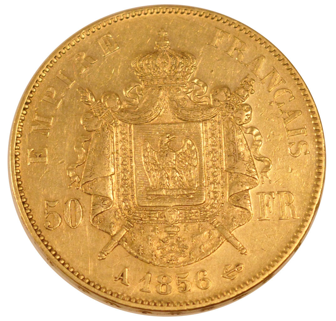 FRANCE, Napoléon III, 50 Francs, 1856, Paris, KM #785.1, EF(40-45), Gold, Gadour