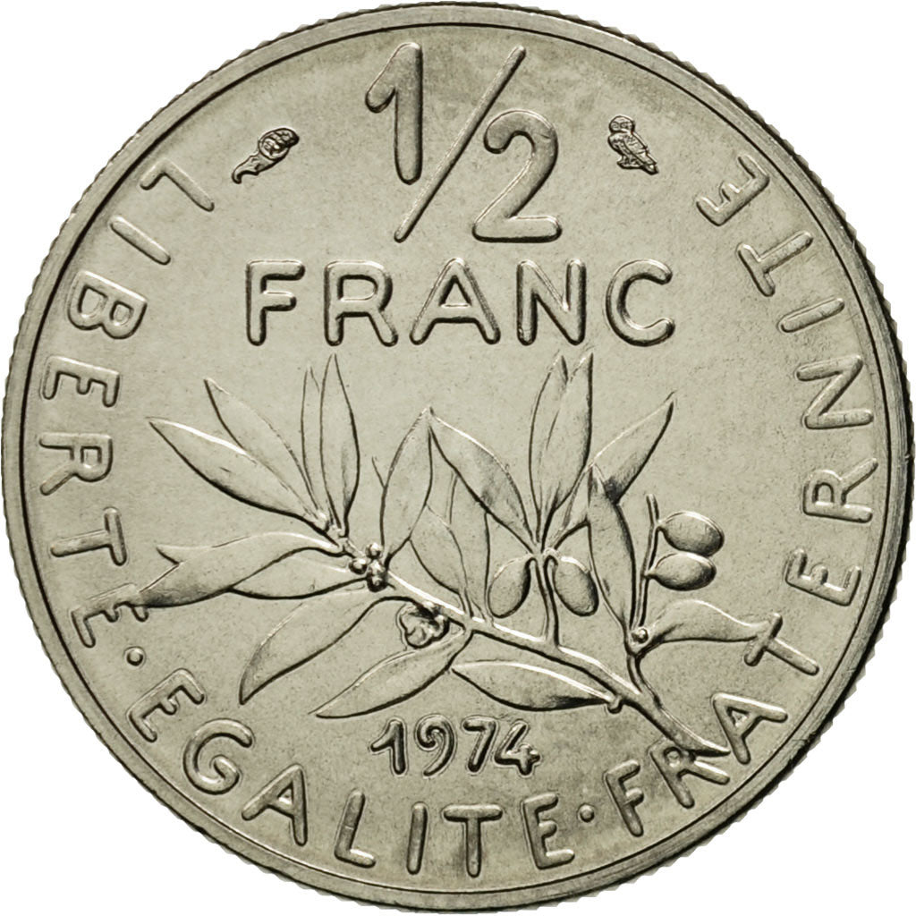 Coin, France, Semeuse, 1/2 Franc, 1974, Paris, MS(65-70), Nickel, KM:931.1