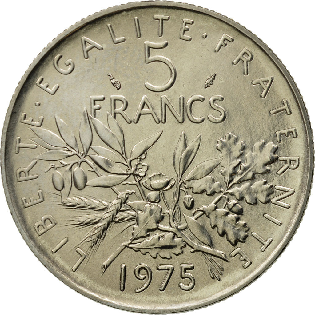 Moneda, Francia, Semeuse, 5 Francs, 1975, Paris, FDC, Níquel recubierto de