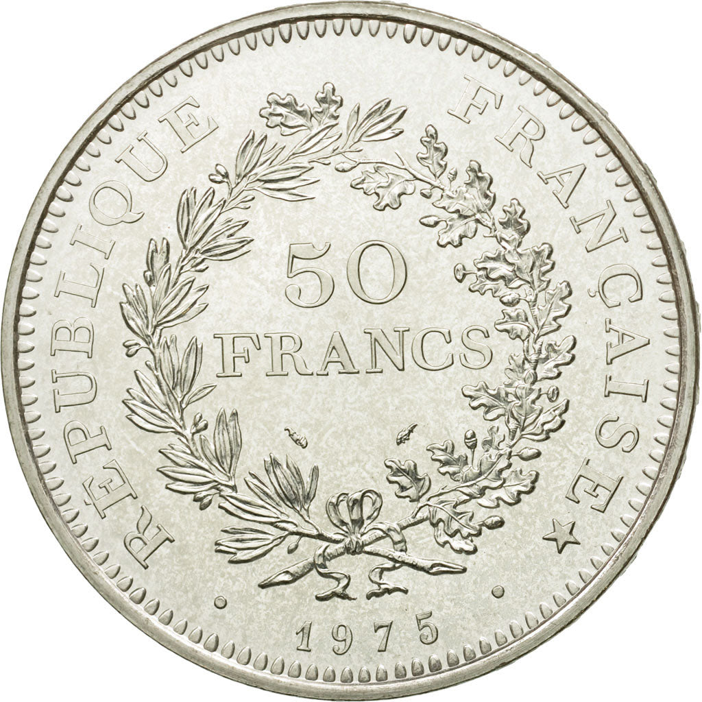 Coin, France, Hercule, 50 Francs, 1975, Paris, MS(63), Silver, KM:941.1