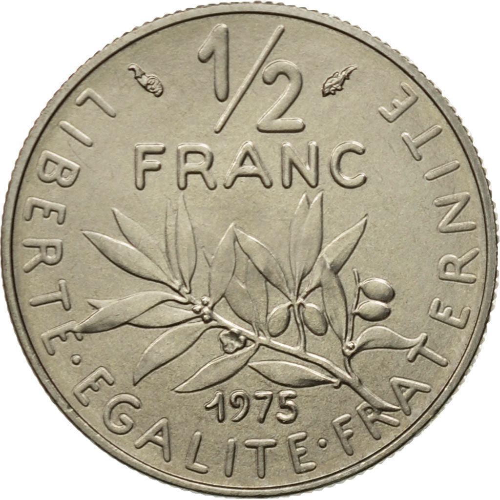 Coin, France, Semeuse, 1/2 Franc, 1975, Paris, MS(63), Nickel, KM:931.1