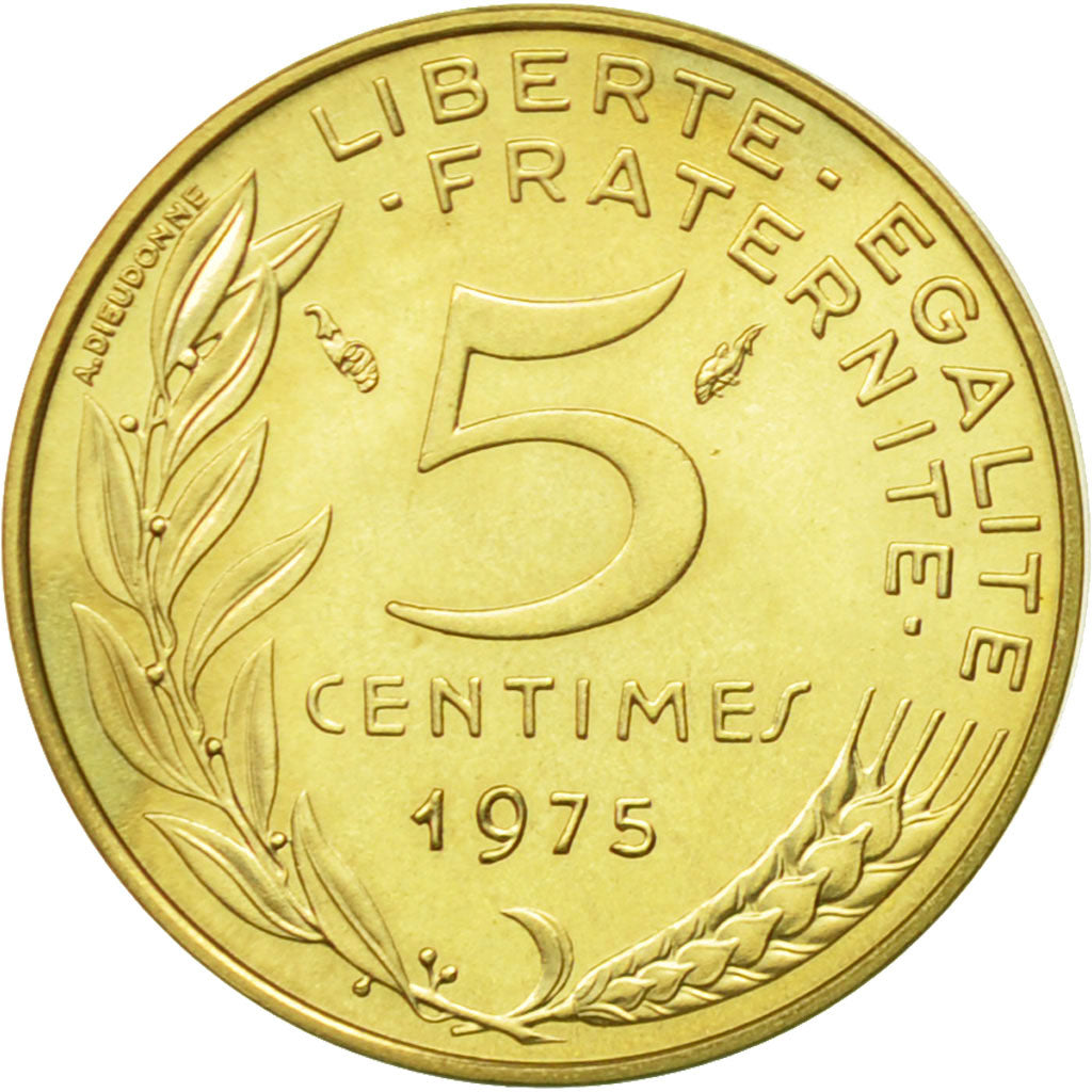 Coin, France, Marianne, 5 Centimes, 1975, Paris, MS(63), Aluminum-Bronze