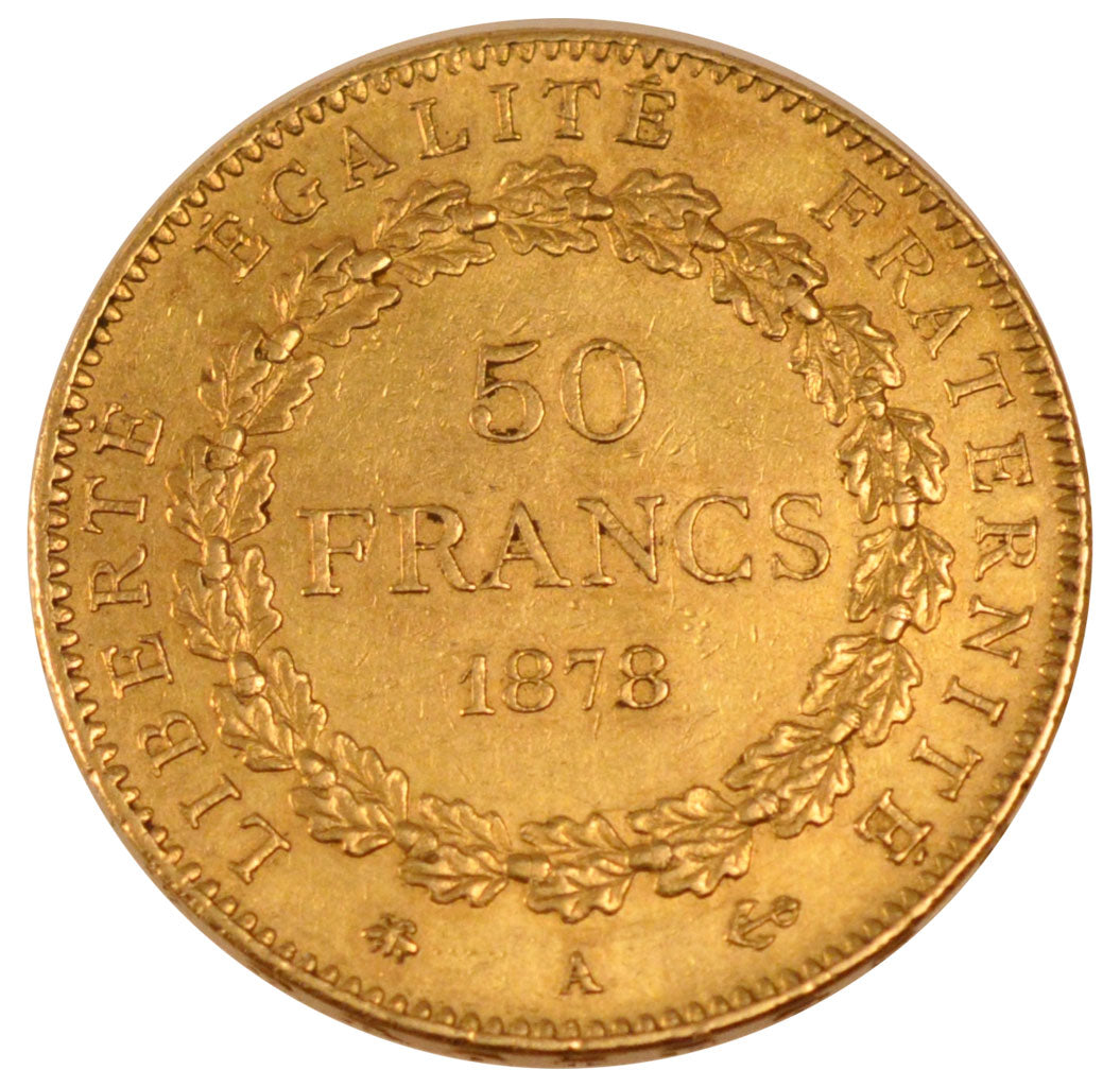 FRANCE, 50 Francs, 1878, Paris, AU(55-58), Gold, Gadoury #1113, 16.10