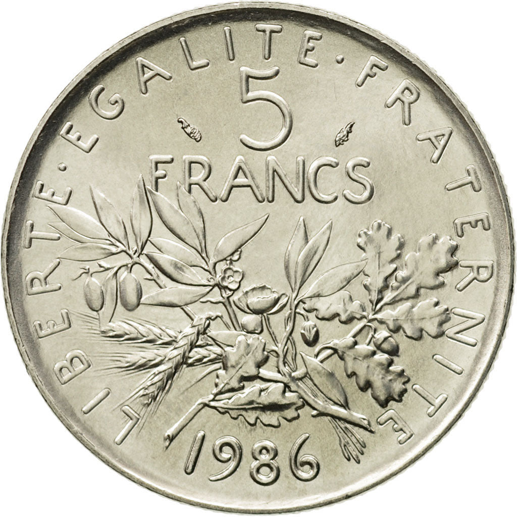Moneda, Francia, Semeuse, 5 Francs, 1986, Paris, SC, Níquel recubierto de cobre