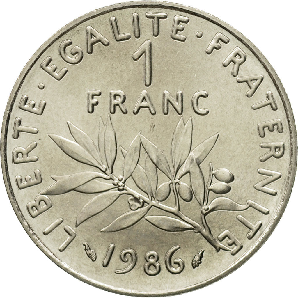 Coin, France, Semeuse, Franc, 1986, Paris, MS(63), Nickel, KM:925.1, Gadoury:474