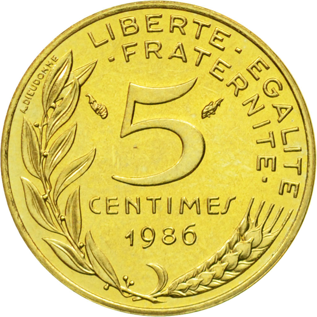 Coin, France, Marianne, 5 Centimes, 1986, Paris, MS(63), Aluminum-Bronze