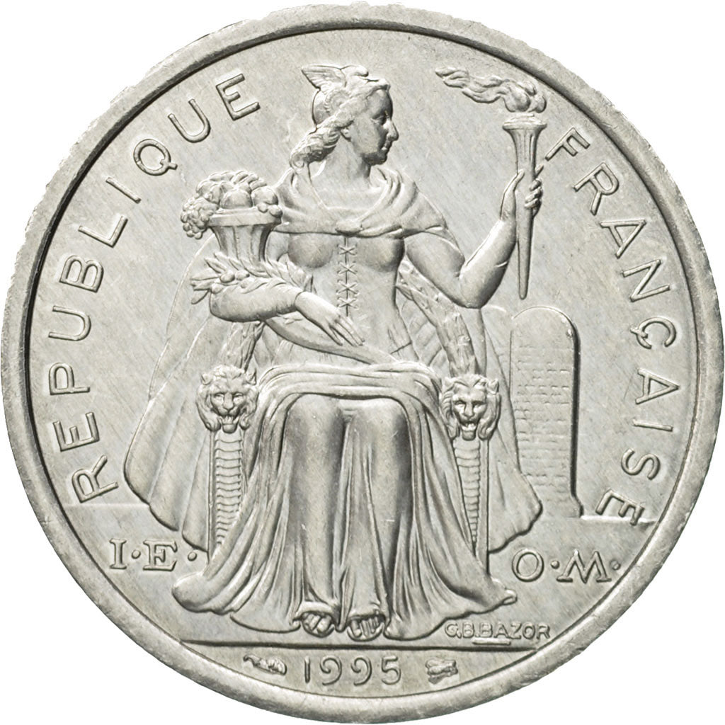 Coin, New Caledonia, 2 Francs, 1995, Paris, MS(63), Aluminum, KM:14